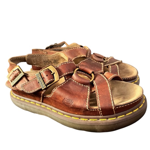 Dr. Martens Shoes - Dr. Martens Vintage 90s Brown Leather Platform Fisherman Sandals
